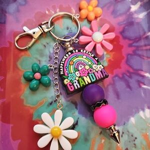 Handmade Happiness is Being A Grandma Silicone Beaded Keychain